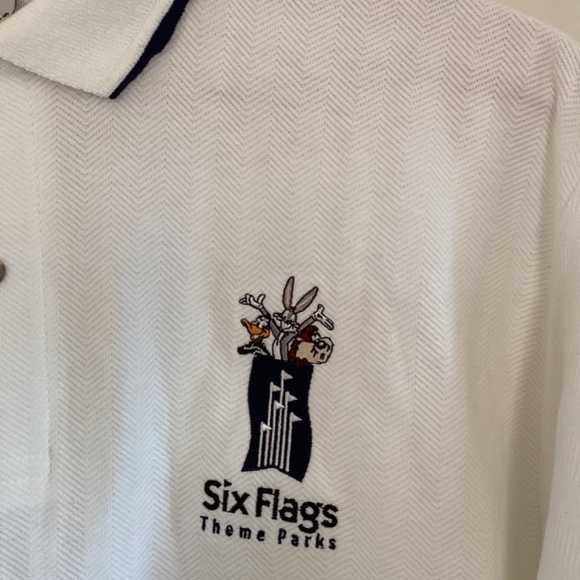 Six Flags Theme Park Looney Tunes Polo Shirt Mens Sz L Bugs Bunny Daffy Duck USA - Picture 5 of 14